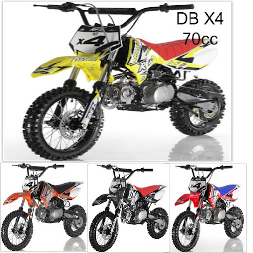 A picture of a dirt bike with four different colors